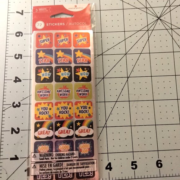 American Greetings Teacher Reward Stickers 72 Kids Wow Awesome Super You Rock - Picture 2 of 6